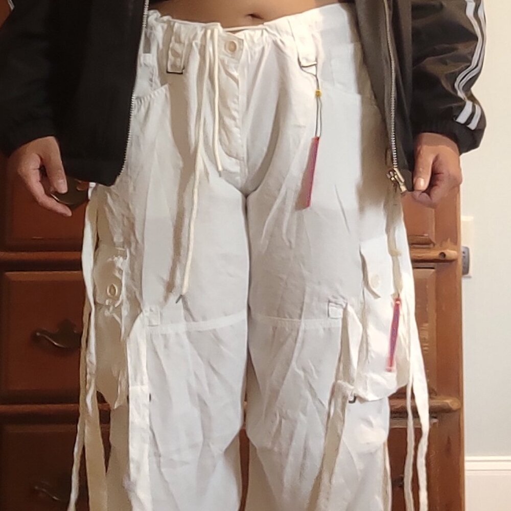 UNIF Eko Pant white baggy Y2K/cyber inspired bondage NWT